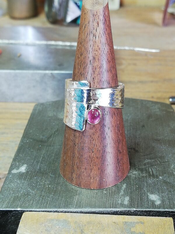 Overlap ring met roze Toermalijn - Afbeelding 3