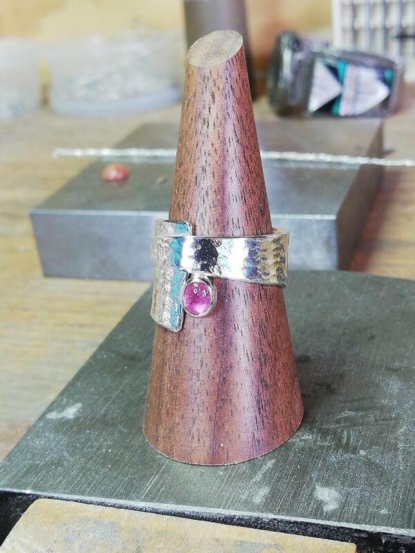 Overlap ring met roze Toermalijn - Afbeelding 2